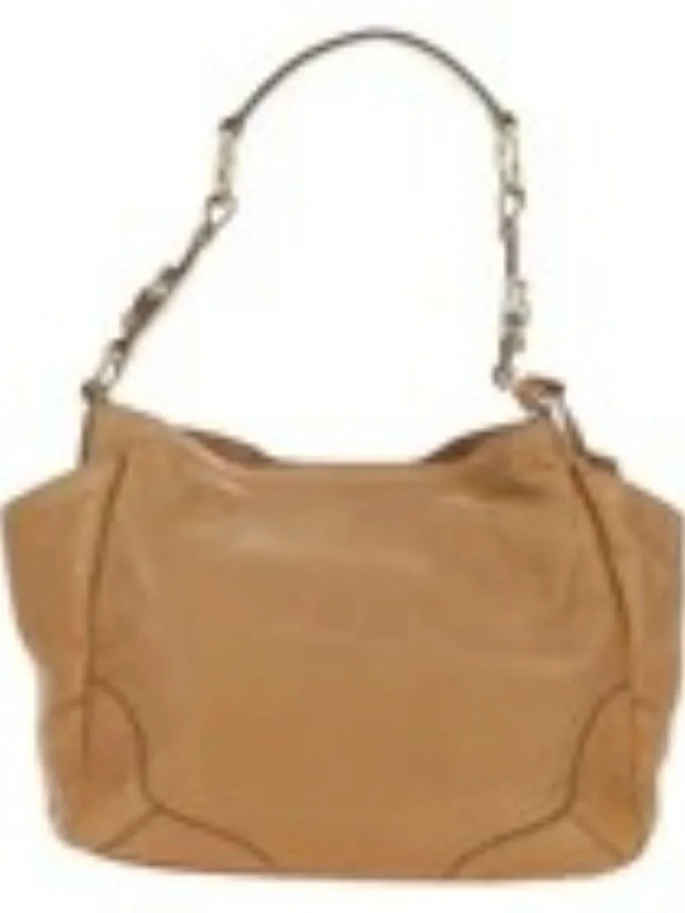 PRADA Shoulder Bag Leather Beige Gold Auth